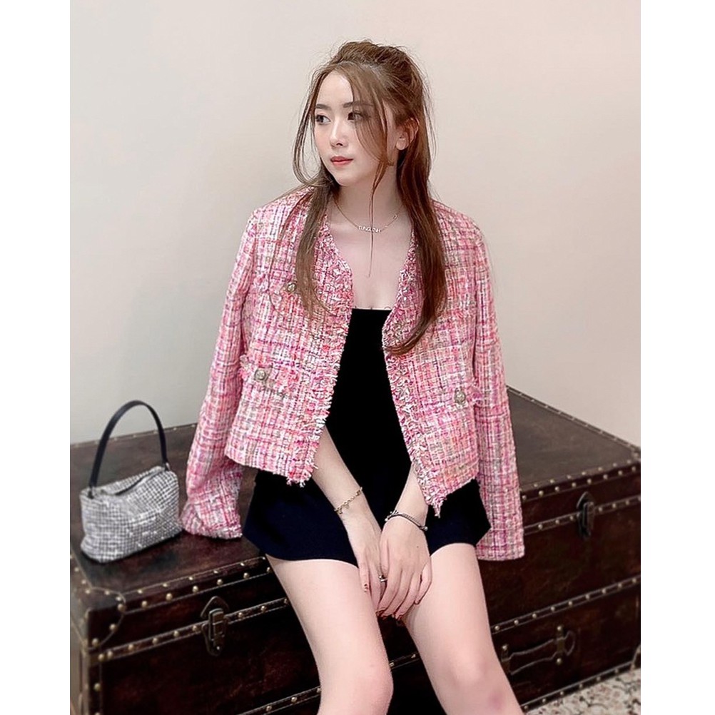 [Mã WABRHI5 giảm 15% đơn 599K] Áo khoác tweed hồng tingoan FLORENCE